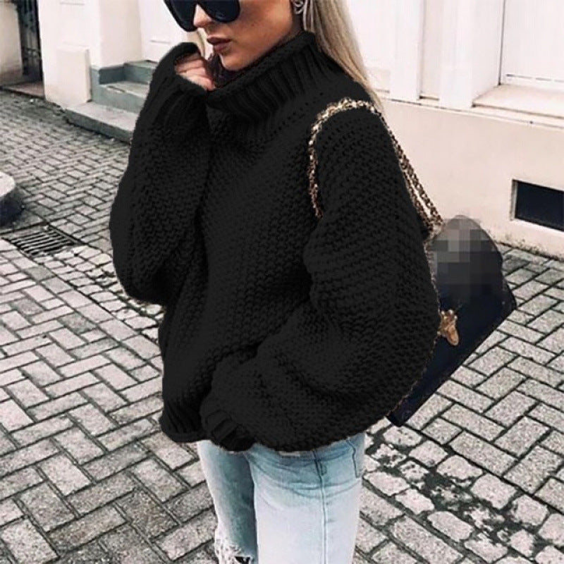 Damen Grobstrickpullover mit hohem Kragen und lässigem Schnitt Drune