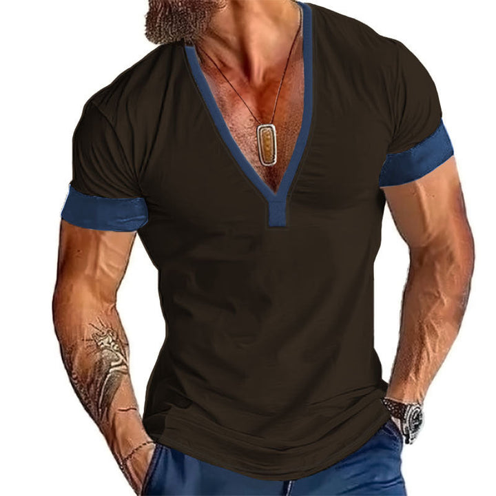 Herren modernes V-Ausschnitt T-Shirt Drune
