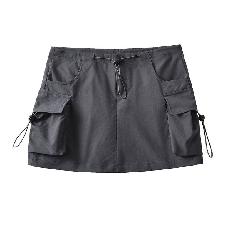 Damen Cargo-Rock mit seitlichen Taschen und verstellbarem Kordelzug Drune