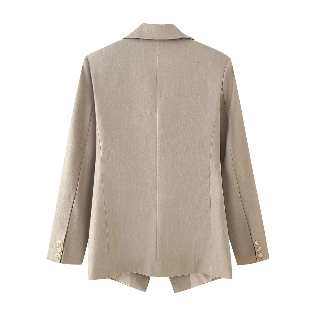 Damen nan taillierter Doppelreiher-Blazer mit fallendem Revers, innen gefüttert und schmaler Silhouette Drune