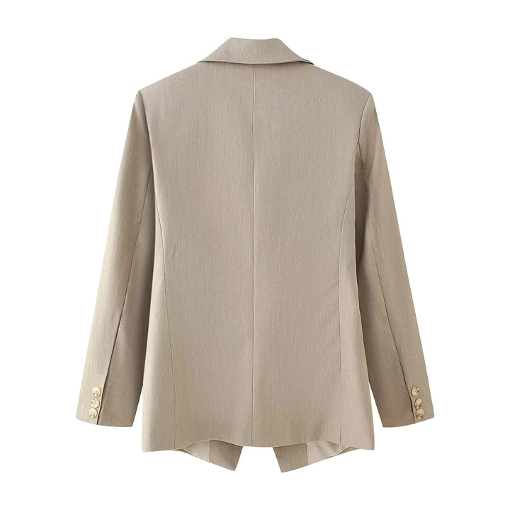 Damen nan taillierter Doppelreiher-Blazer mit fallendem Revers, innen gefüttert und schmaler Silhouette Drune