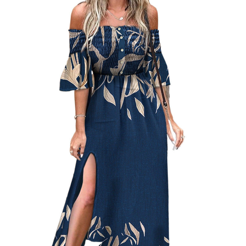 Damen Blumen Maxi Kleid Drune