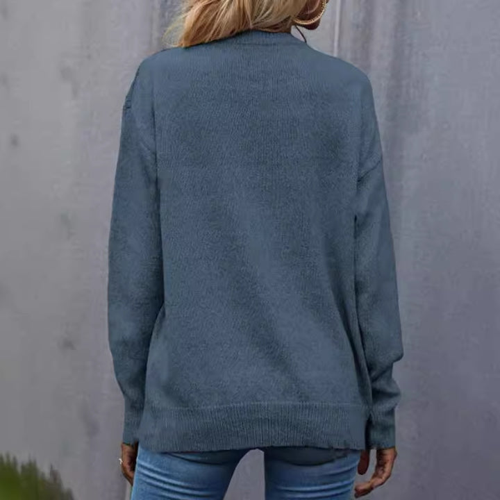 Damen gemütlicher Strickpullover mit strukturiertem Design Drune