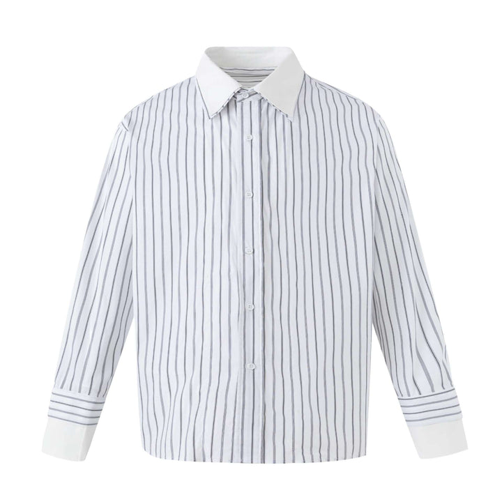 Damen Gestreiftes Oversize-Hemd mit kontrastreichem Kentkragen Drune