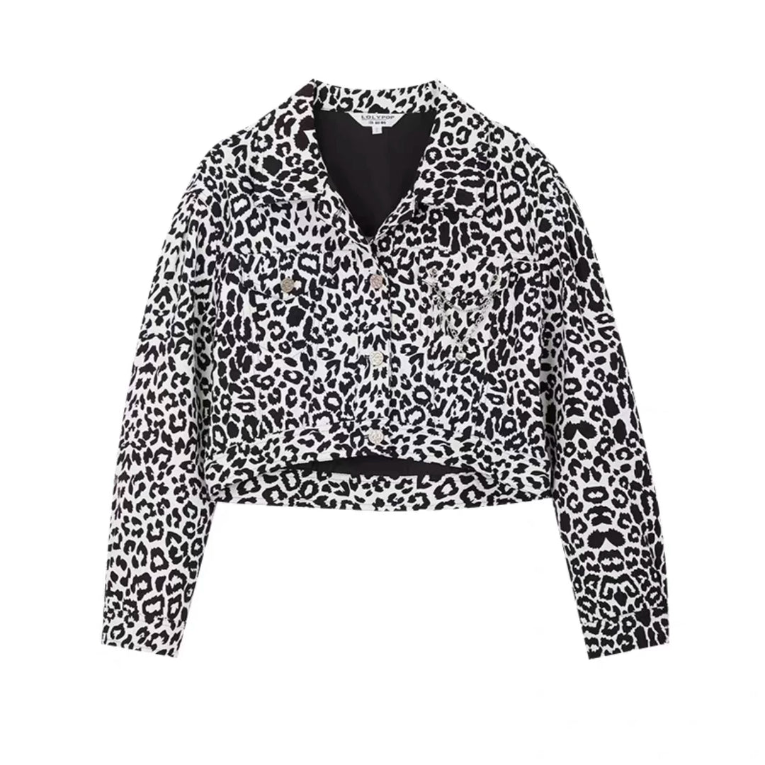Damen Modische Leopardenjacke mit lässigem Schnitt Drune