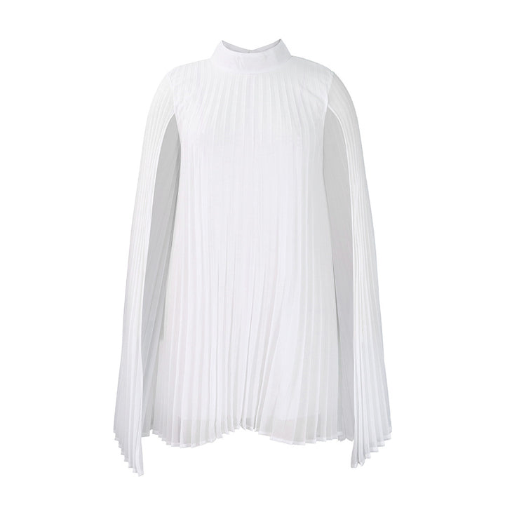 Damen Plisseekleid mit eleganten Kapuze und schwingendem Schnitt Drune