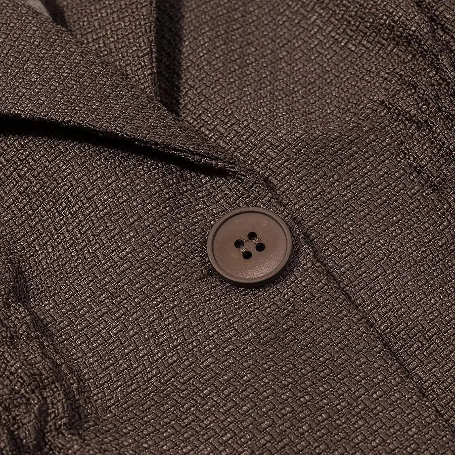Damen nan taillierter Reversblazer mit elastischem Taillenzug, einreihiger Knopfleiste und stepptem Strukturstoff Drune