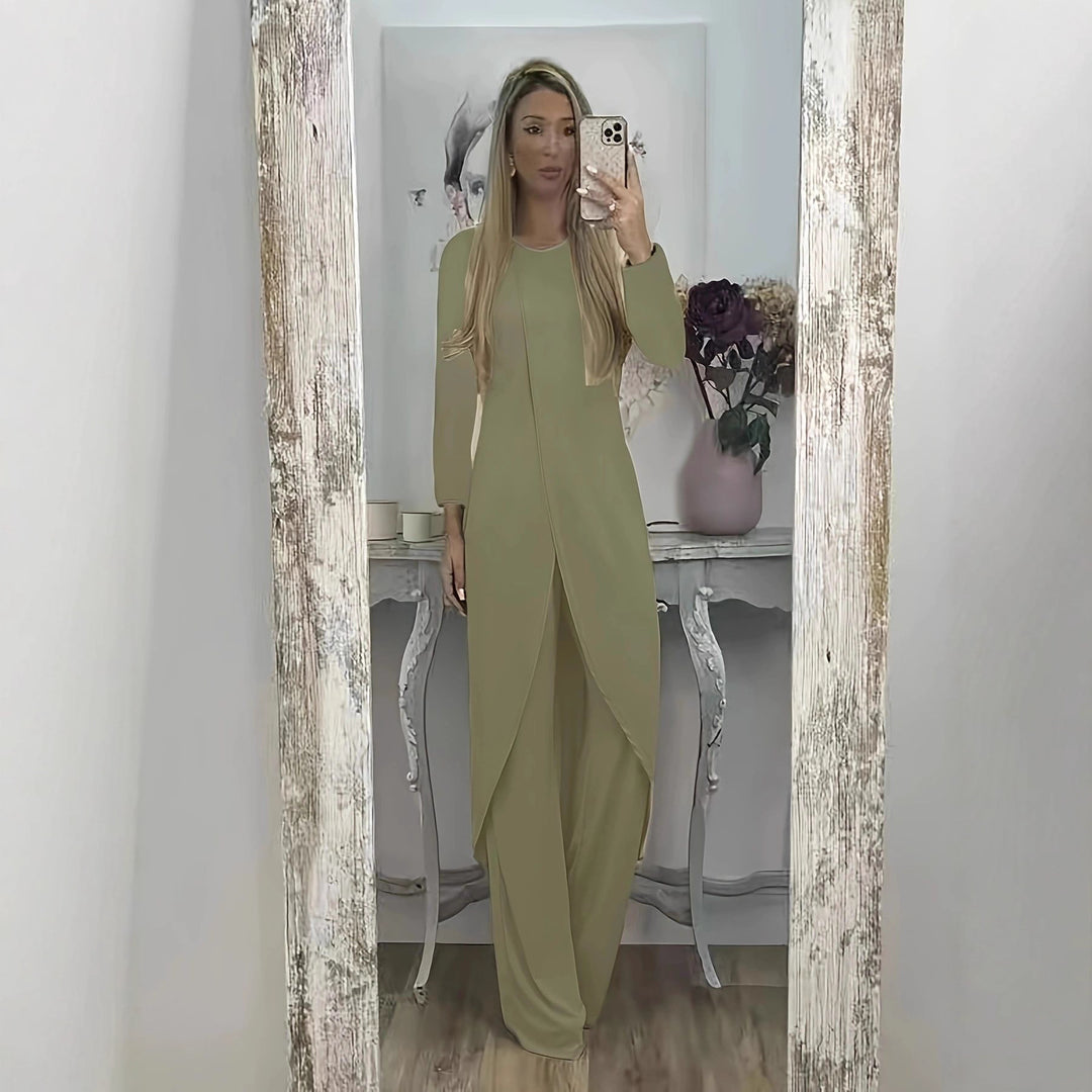 Damen Elegantes Maxikleid mit Wickeloptik, asymmetrischer Drapierung und vorderem Schlitz Drune
