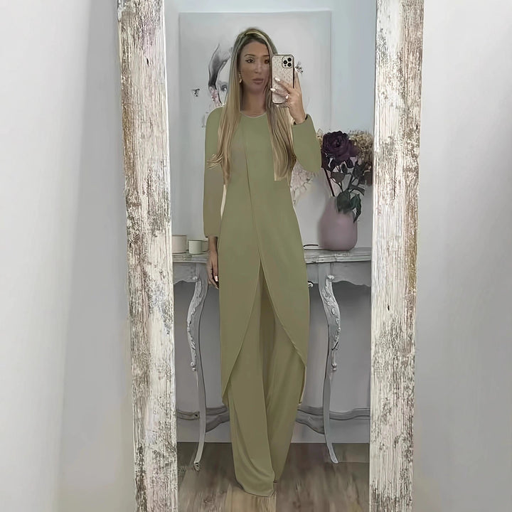 Damen Elegantes Maxikleid mit Wickeloptik, asymmetrischer Drapierung und vorderem Schlitz Drune