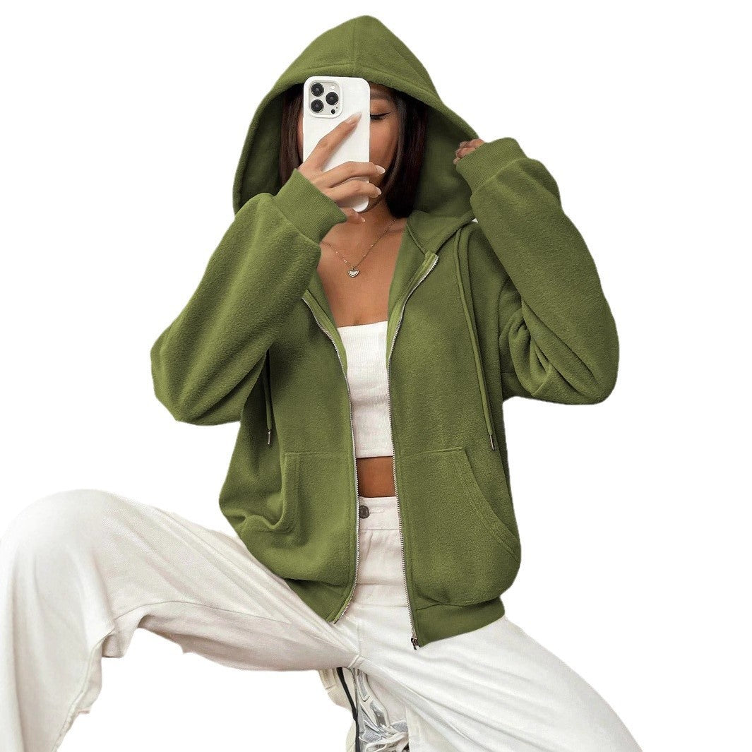 Damen Fleecejacke mit kapuze und praktischen Taschen Drune