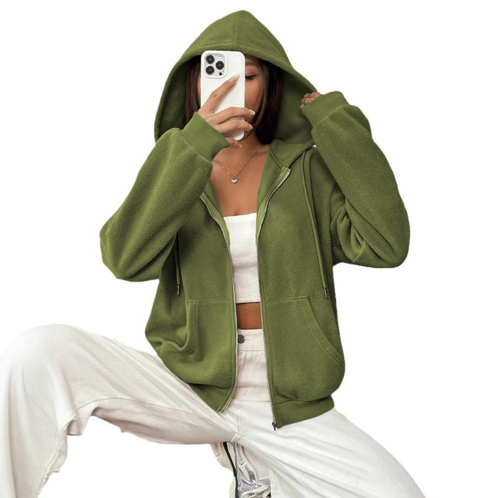 Damen Fleecejacke mit kapuze und praktischen Taschen Drune