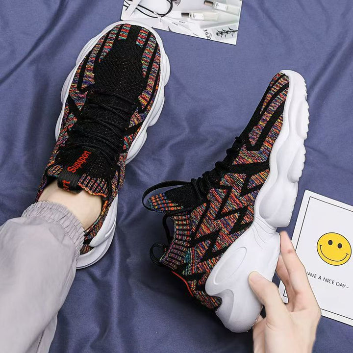 Damen Sportliche Rundsocken Sneakers mit atmungsaktiver Strickoberfläche und dynamischem Design Drune