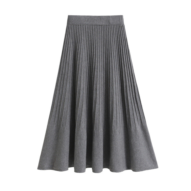 Damen Plissierter A-Linien Rock Drune