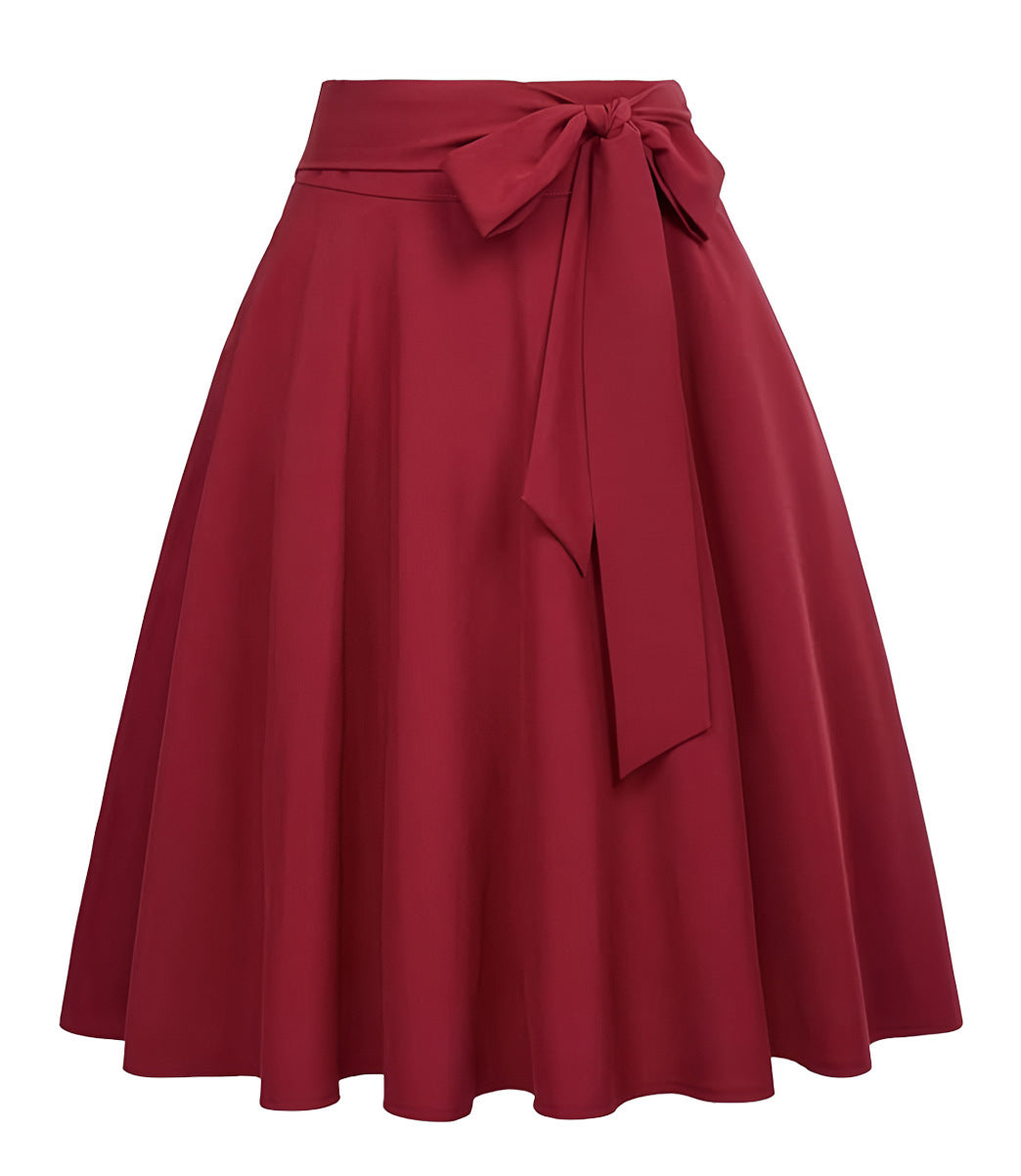 Damen schwingender Midirock mit Rückenschleife
