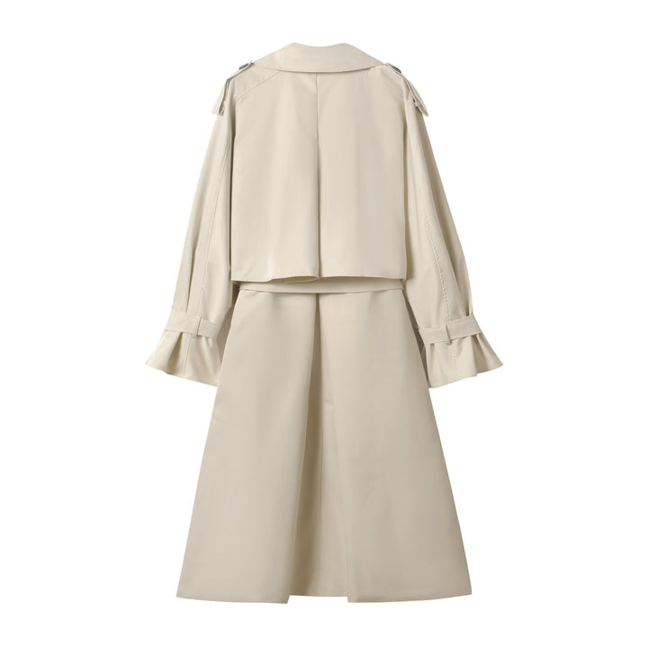 Damen Oversized Trenchcoat mit detailreichen Drapierungen und modischem Schnitt Drune