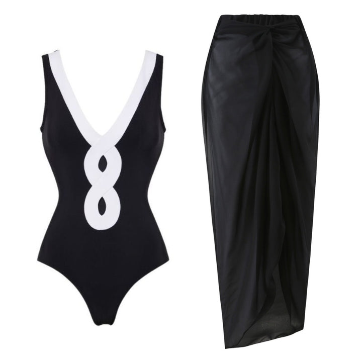 Damen Bandeau-Badeanzug mit elegantem Wickelrock Drune