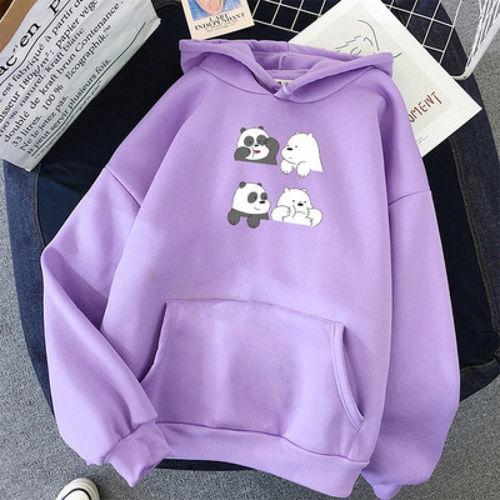 Unisex nan Kapuzenpullover mit niedlichem Comic-Tierprint, Kängurutasche und weichem Fleece-Innenfutter Drune