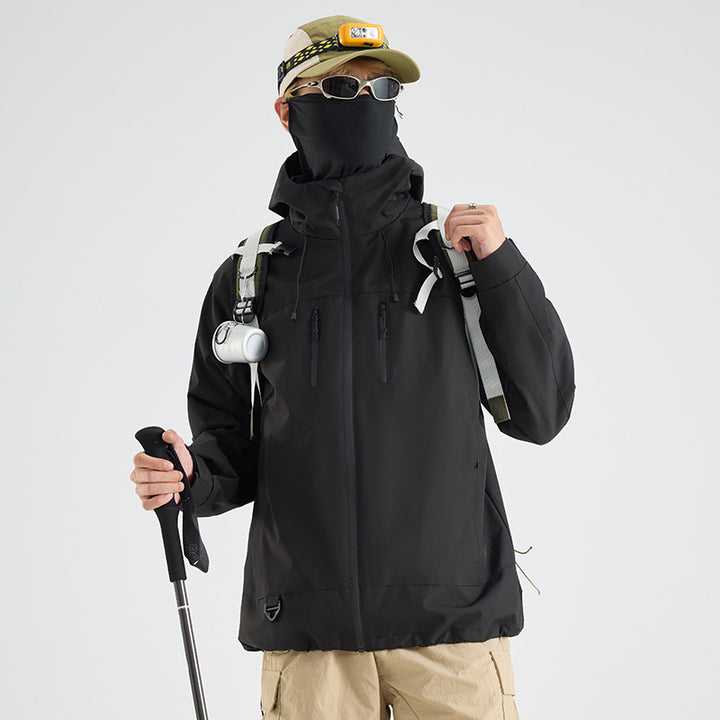 Herren Ultraleichte Allwetter-Softshelljacke mit hoher Sturmblende, 4‑Wege‑Stretch und verdeckten Brusttaschen Drune