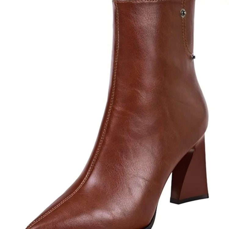 Damen Elegante Stiefeletten mit spitzem Fuß und Reißverschluss Drune