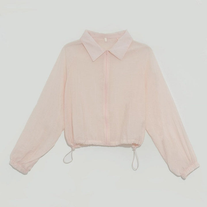 Damen modische cropped Windjacke mit Kordelzug Drune