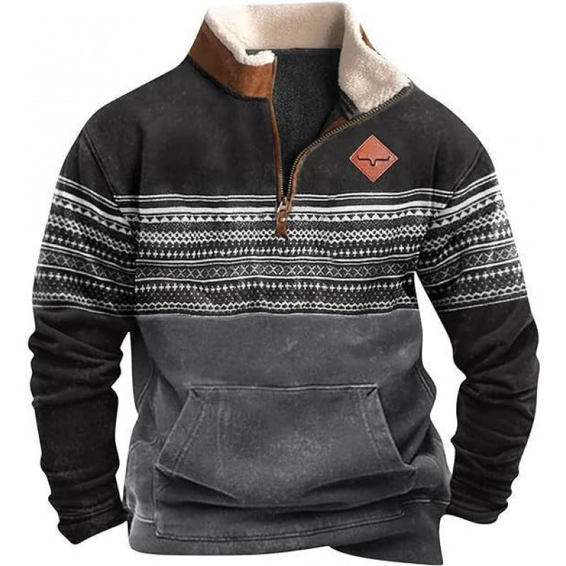 Herren Wärmender Fleece-Pullover mit Stehkragen Drune
