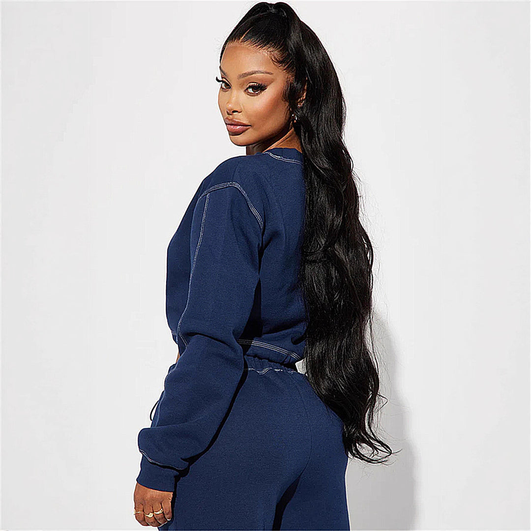 Damen cropped Sweatshirt mit Reißverschluss Drune
