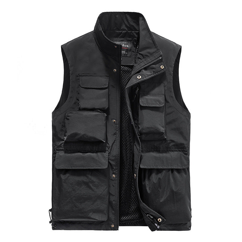 Herren Multifunktionale Outdoor-Utility-Weste mit fleecegefütterter Thermo-Innenlage und Mehrfachtaschen Drune