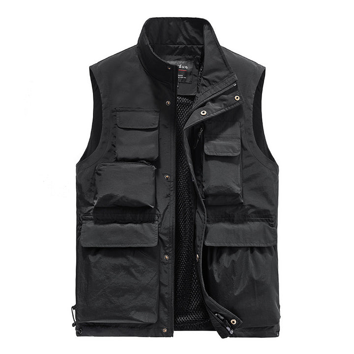 Herren Multifunktionale Outdoor-Utility-Weste mit fleecegefütterter Thermo-Innenlage und Mehrfachtaschen Drune