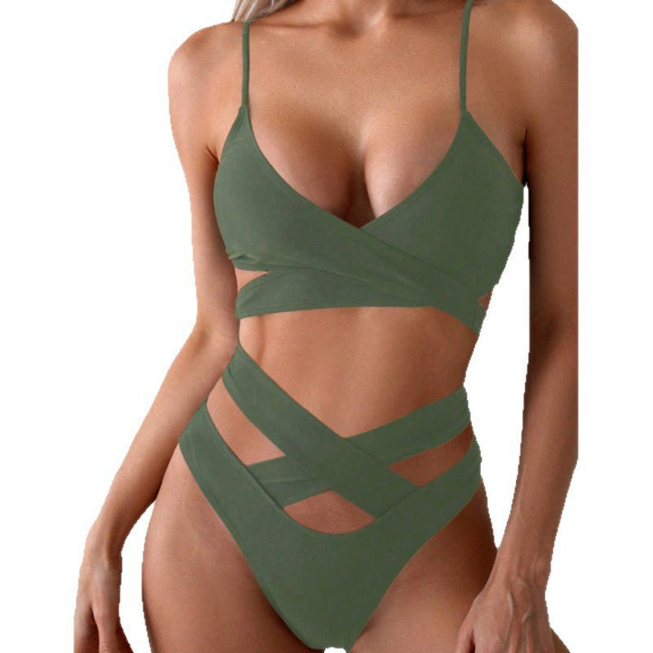 Damen Triangel-Bikini mit asymmetrischem Wickel-Design und stylischem Cut-Out Drune