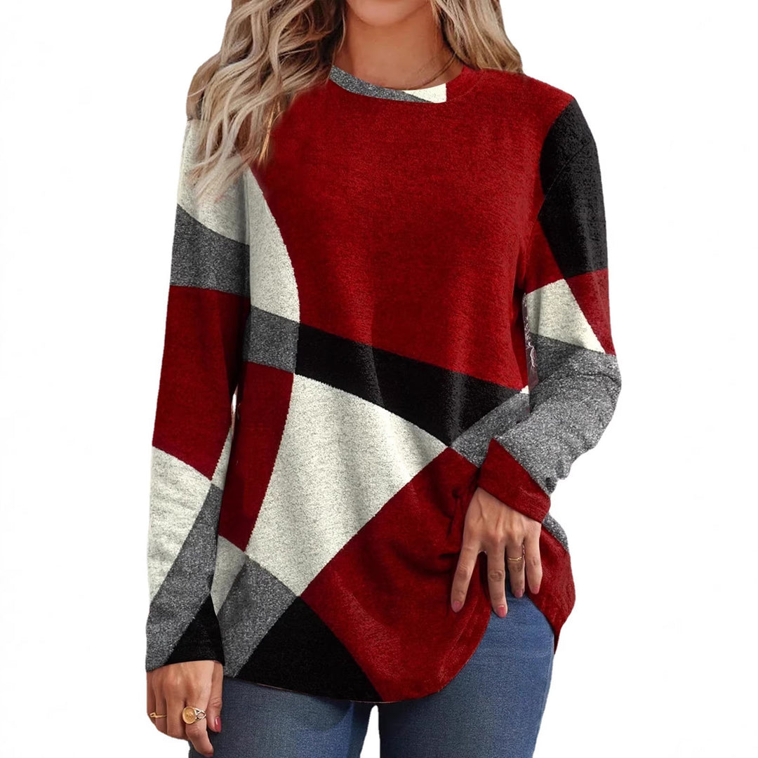 Damen Geometrischer Übergroßer Strickpullover mit Knopfdetails an der Seite Drune