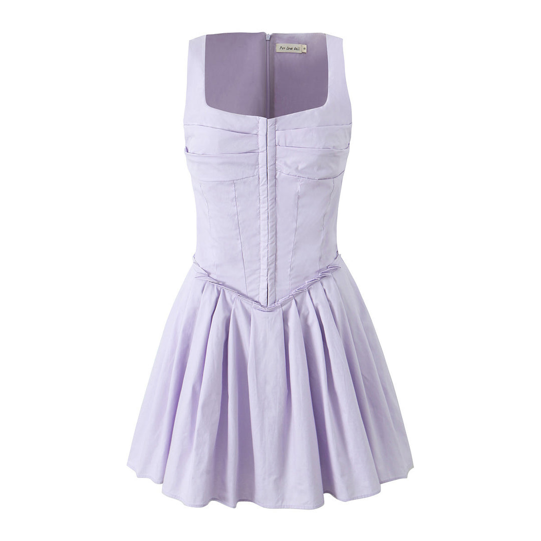 Damen elegantes Kleid mit A-Linien-Schnitt und edlen Rüschendetails Drune