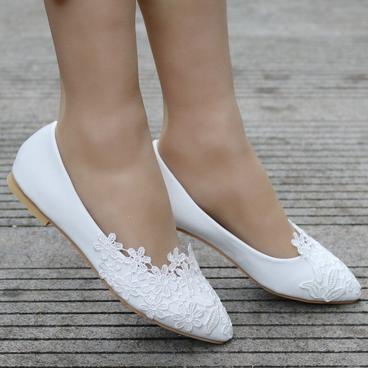 Damen Ballerinas aus Kunstleder mit zarten Spitzenverzierungen Drune
