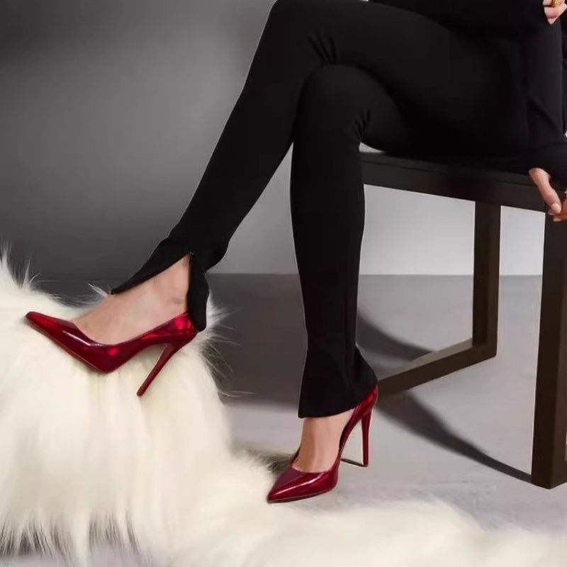 Damen Elegante spitz zulaufende Lackpumps mit schlankem Stiletto-Absatz Drune