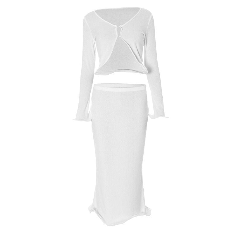 Damen festliches Ensemble mit enganliegendem Rock und elegantem Cardigan Drune