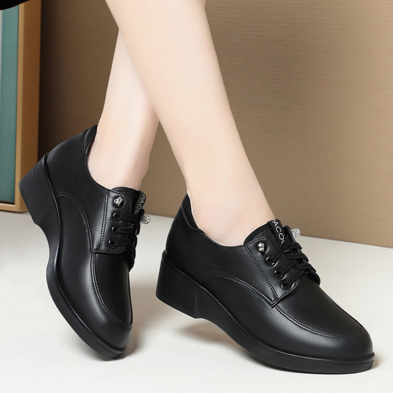Damen Klassische Schnürschuhe mit leichtem Absatz und atmungsaktiver Innensohle Drune