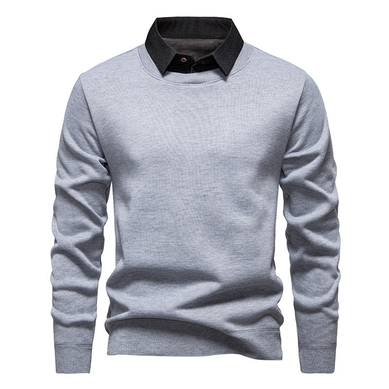 Herren nan Feinstrickpullover mit integriertem Hemdkragen und schmaler Silhouette Drune