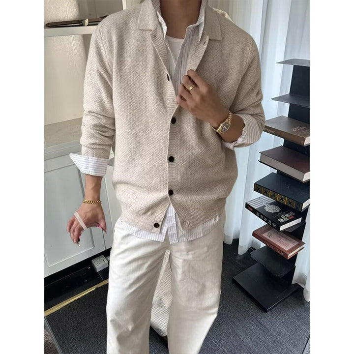 Herren Modische Strickjacke mit Knopfleiste Drune