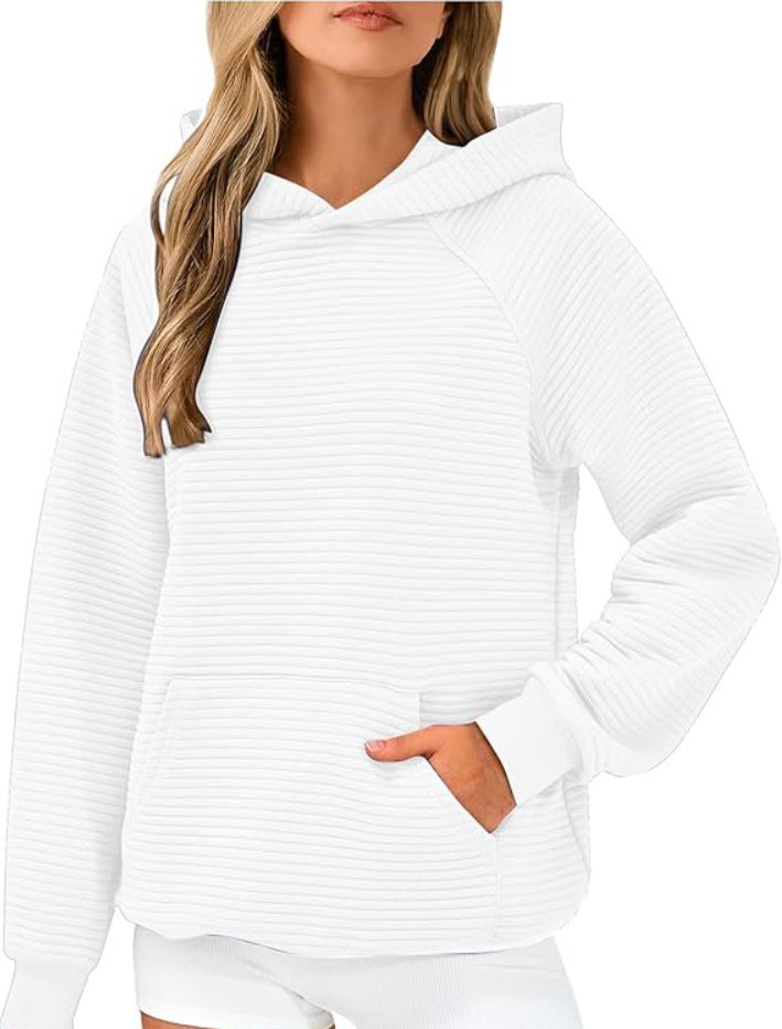 Damen modischer Kapuzenpullover mit strukturiertem Oberflächenmuster Drune