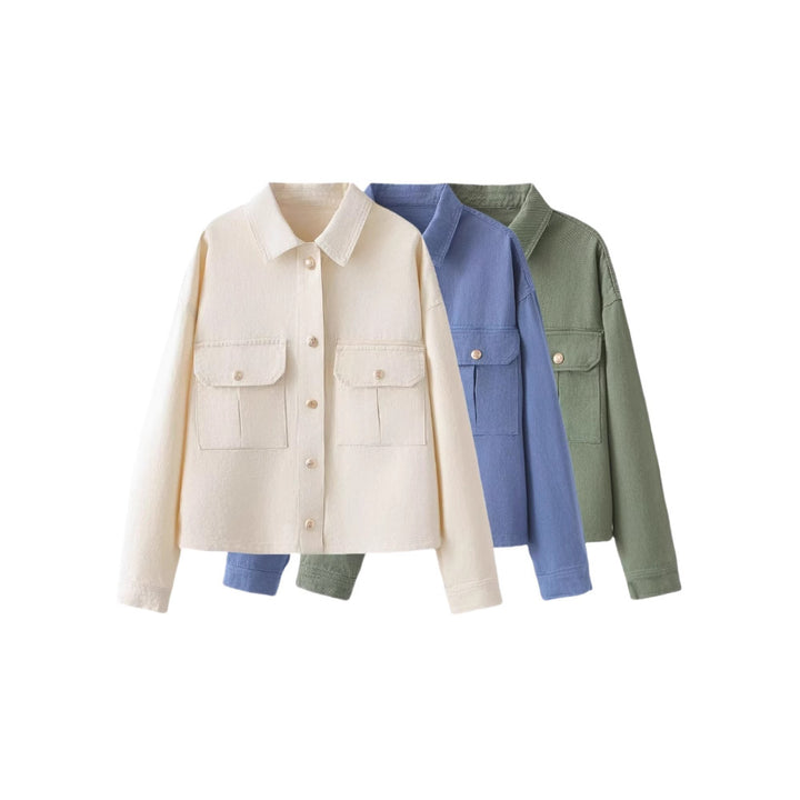 Damen Oversize-Utility-Jacke aus Twill mit aufgesetzten Brusttaschen Drune