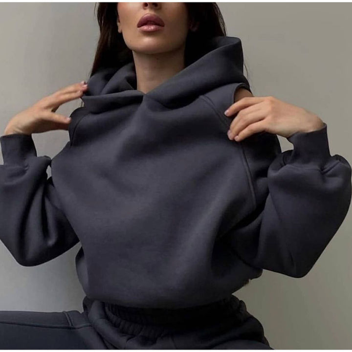 Damen Sweatshirt mit lässigem Cut-Out-Design und praktischen Taschen Drune