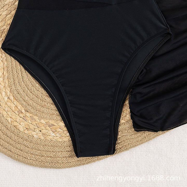 Damen Eleganter Badeanzug mit asymmetrischem Design und praktischer Wickelrock Drune