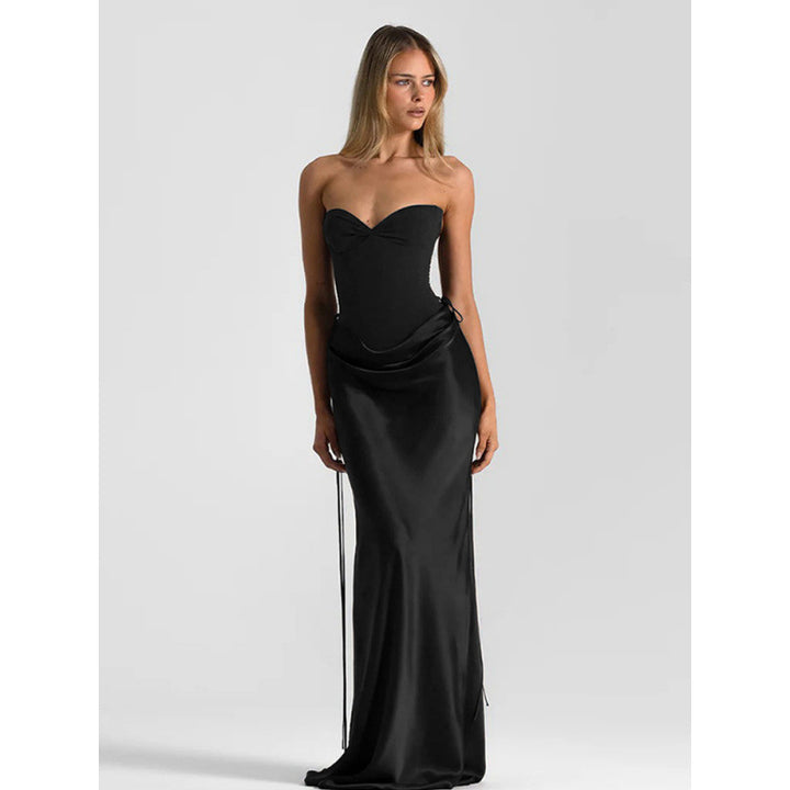 Damen Elegantes Trägerloses Maxikleid mit raffiniertem Drapierungsdesign und schmalem Schnitt Drune