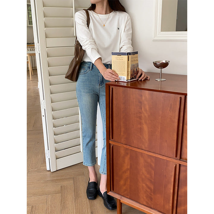 Damen lässiges Langarmshirt mit minimalistischen Details Drune