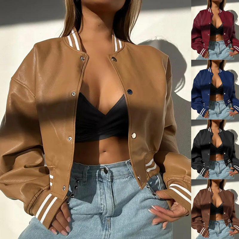 Damen Sportliche cropped Bomberjacke im Vintage-Stil Drune