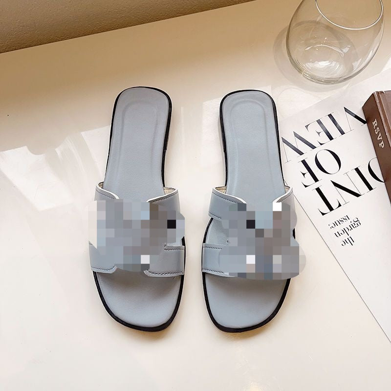 Damen Flache Lederoptik-Pantoletten mit gepolstertem Fußbett und Cut-Out Zierriemen Drune