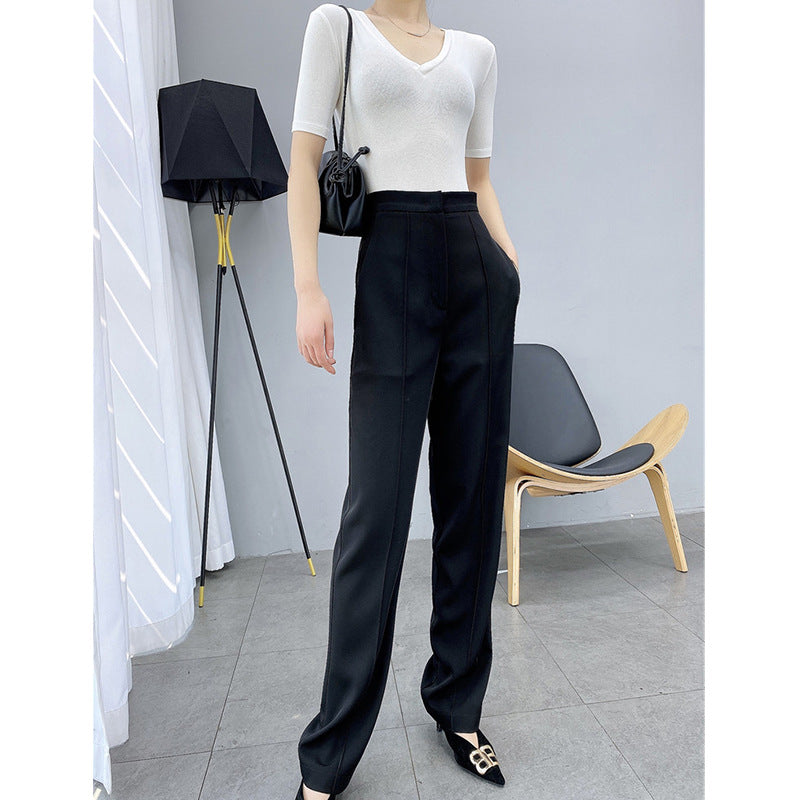 Damen Elegante und schicke Hochtaillierte Stoffhose Drune