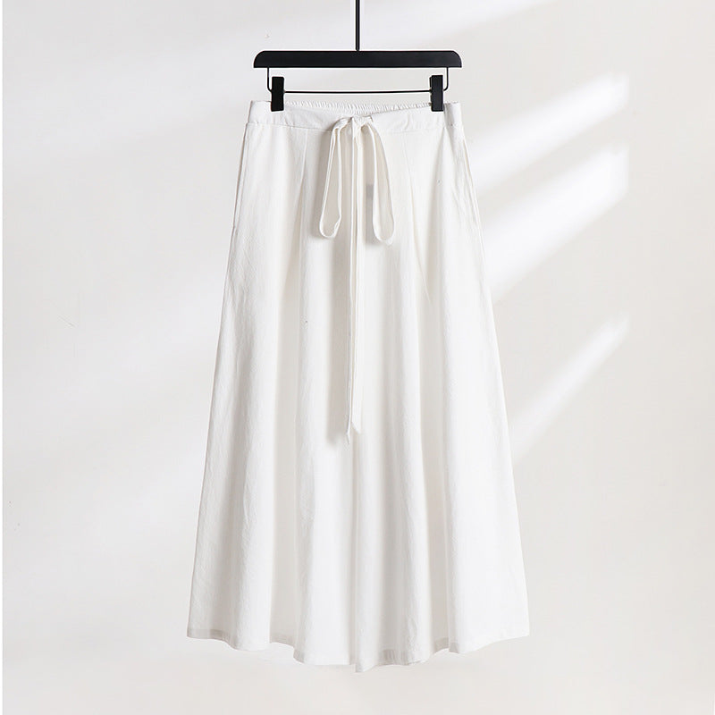 Damen Palazzo-Culotte mit elastischem Bund und Bindegürtel Drune