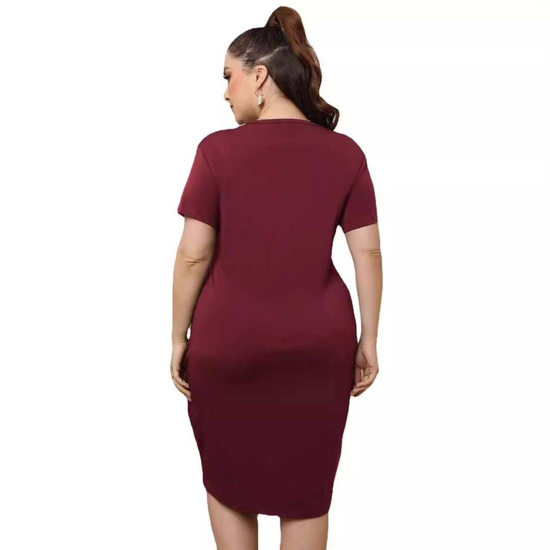 Damen stylisches Wickelkleid mit Taillengürtel Drune