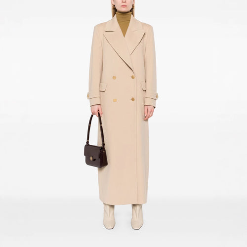 Damen Maxi-Mantel mit doppelreihiger Knopfleiste, weitem Revers und Pattentaschen Drune
