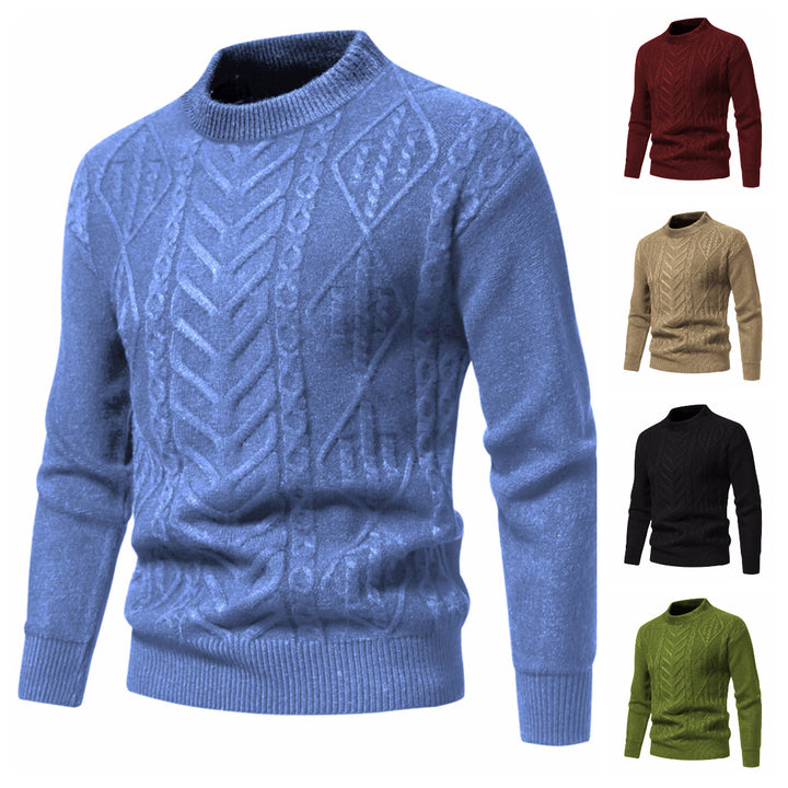 Herren Strukturierter Mockneck-Strickpullover mit Zopf- und Chevron-Muster Drune